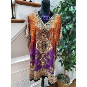 Cute Options Women's Multicolor 100%Rayon Round Neck Knee Length Dress Free Size